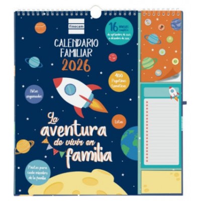 CALENDARIO 16 MESES SEPTIEMBRE 2025-DICIEMBRE 2026 PLUS 340X380 MES VISTA FAMILIAR+ FINOCAM 540220126 (Espera 4 dias) en Huesoi
