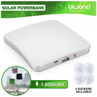 Powerbank Solar Pared Biwond 1.800mAh 1 x USB + 4 Ventosas Blanco (Espera 2 dias) en Huesoi
