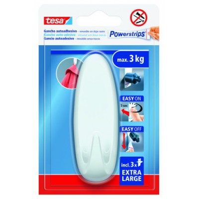 BLISTER GANCHO ADHESIVO XL OVALADO POWERSTRIPS 3KG BLANCO TESA 59025-00001-01 (Espera 4 dias) en Huesoi
