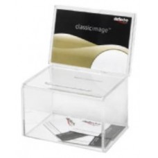 CAJA PARA SUGERENCIAS O PROPINAS SIN LLAVE CON EXPOSITOR 16,5X11 CM TRANSPARENTE DEFLECTO 592901 (Espera 4 dias) en Huesoi