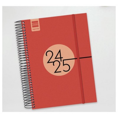 AGENDA ESCOLAR 2024-2025 E10-155X212 1 DÍA PÁGINA ESPIR LABEL ROJO FINOCAM 633123025 (Espera 4 dias) en Huesoi