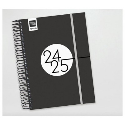 AGENDA ESCOLAR 2024-2025 E10-155X212 1 DÍA PÁGINA ESPIR LABEL NEGRO FINOCAM 633126025 (Espera 4 dias) en Huesoi