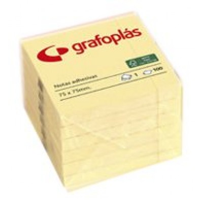 BLOC 100 NOTAS ADHESIVAS 75X75MM AMARILLAS GRAFOPLAS 65205460 (MIN12) (Espera 4 dias) en Huesoi