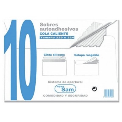 PAQUETES DE 10 SOBRES OFFSET BLANCO 229X324  100 GRS. SAM 664922 (Espera 4 dias) en Huesoi