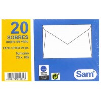 PAQUETES DE 20 SOBRES TARJETA DE VISITA, OFFSET BLANCO 70X105, 90 GRS. ENGOMADO SAM 665135 (Espera 4 dias) en Huesoi