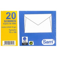 PAQUETES DE 20 SOBRES TARJETA DE VISITA, OFFSET BLANCO 70X105, 90 GRS. ENGOMADO SAM 665135 (Espera 4 dias) en Huesoi