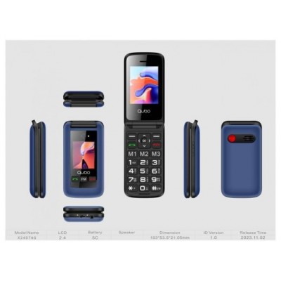 Telefono Qubo X-247BKC 2,4"+1,77" Azul en Huesoi