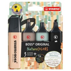 STABILO BOSS ORIGINAL NatureColors marcador 4 pieza(s) Punta de cincel Beige, Negro, Verde, Gris claro (Espera 4 dias) en Huesoi