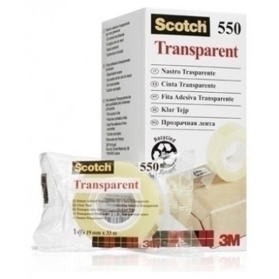 CAJA 8 ROLLOS CINTA ADHESIVA 550 TRANSPARENTE 19MM x 33M 550-1933E SCOTCH 7100029278 (Espera 4 dias) en Huesoi
