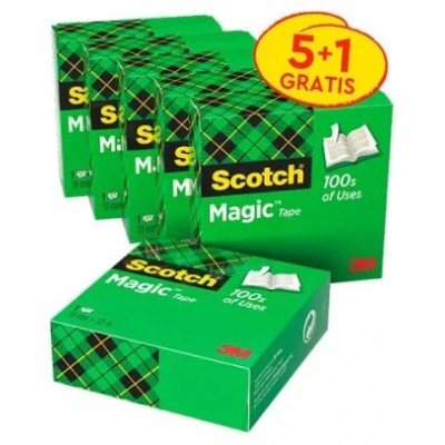 PACK 5+1 ROLLOS CINTA INVISIBLE 19MM X 33M MAGIC810P5+1 SCOTH 7100054673 (Espera 4 dias) en Huesoi