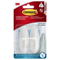 BLISTER 2 GANCHOS ADHESIVOS MEDIANOS HASTA 1,3KG BLANCO PARA BAÑO COMMAND 17081B 3M 7100121117 (Espera 4 dias) en Huesoi