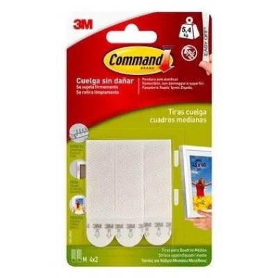 BLISTER TIRAS ADHESIVAS MEDIANAS PARA CUADROS HASTA 5,4KG COMMAND 17201 3M 7100127044 (Espera 4 dias) en Huesoi