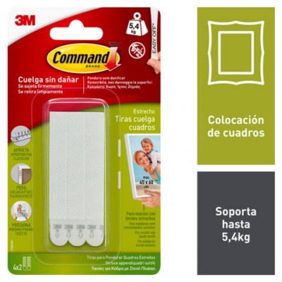BLISTER TIRAS ADHESIVAS ESTRECHAS PARA CUADROS HASTA 5,4KG COMMAND 17207 3M 7100127050 (Espera 4 dias) en Huesoi