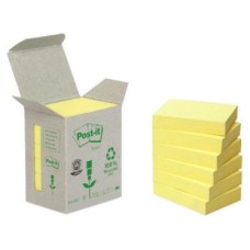 PACK 6 BLOCS 100 HOJAS NOTAS RECICLADAS ADHESIVAS 38X51MM CANARY YELLOW CAJA CARTÓN 653-1B POST-IT 7100172254 (Espera 4 dias) en Huesoi