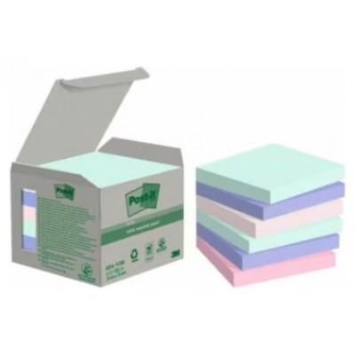 PACK 6 BLOCS 100 HOJAS NOTAS RECICLADAS ADHESIVAS 76X76MM COLORES SURTIDO PASTEL CAJA CARTÓN 654-1GB-N POST-IT 7100259123 (Espera 4 dias) en Huesoi