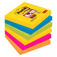 PACK 6 BLOCS 90 HOJAS NOTAS ADHESIVAS 76X76MM SUPER STICKY COLORES VARIADOS 654-6SS-CARN POST-IT 7100265522 (Espera 4 dias) en Huesoi