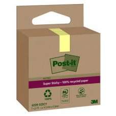 PACK 3 BLOCS 70 HOJAS NOTAS RECICLADAS ADHESIVAS 47,6X47,6MM SUPER STICKY AMARILLO PASTEL CAJA CARTÓN 622 RSS3CY POST-IT 7100284575 (Espera 4 dias) en Huesoi