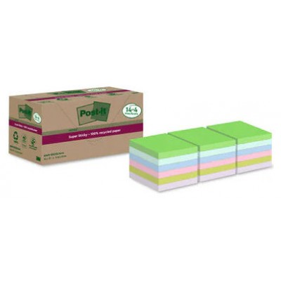 PACK 14+4 BLOCS 90 HOJAS NOTAS RECICLADAS ADHESIVAS 76X76MM SUPER STICKY COLORES SURTIDOS 654 RSSCOL14+4 POST-IT 7100284782 (Espera 4 dias) en Huesoi