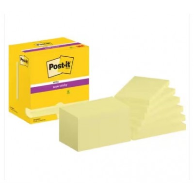 PACK 12 BLOCS 90 HOJAS NOTAS ADHESIVAS 76X127MM SUPER STICKY CANARY YELLOW CAJA CARTÓN 655-12SSCY-EU POST-IT 7100290175 (Espera 4 dias) en Huesoi