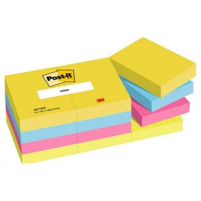 PACK 12 BLOCS 100 HOJAS NOTAS ADHESIVAS 38X51MM COLECCIÓN ENERGETIC EN CAJA CARTÓN 653 TFEN POST-IT 7100290179 (Espera 4 dias) en Huesoi