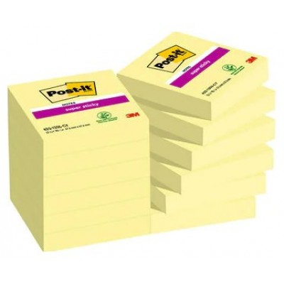 PACK 12 BLOCS 90 HOJAS NOTAS ADHESIVAS 47,6X47,6MM SUPER STICKY CANARY YELLOW CAJA CARTÓN 622-12SSCY-EU POST-IT 7100290190 (Espera 4 dias) en Huesoi