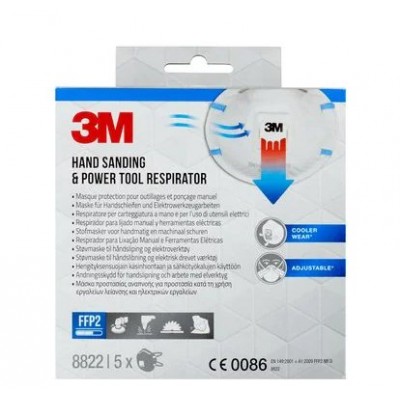 CAJA 5 MASCARILLAS RESPIRADORAS 8822-5 FFP2 CON VÁLVULA 3M 7100328975 (Espera 4 dias) en Huesoi