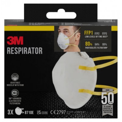 CAJA 3 MASCARILLAS RESPIRADORAS 8710-3 FFP1 3M 7100329378 (Espera 4 dias) en Huesoi