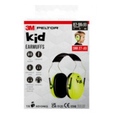 CASCOS OREJERAS ACOLCHADAS CON DIADEMA PROTECCION AUDITIVA INFANTIL PELTOR H510AKG-1 VERDE NEÓN SNR-27DB 3M 7100334987 (Espera 4 dias) en Huesoi