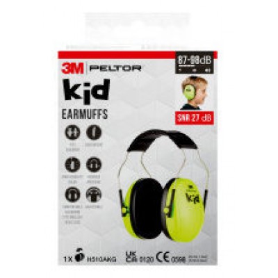 CASCOS OREJERAS ACOLCHADAS CON DIADEMA PROTECCION AUDITIVA INFANTIL PELTOR H510AKG-1 VERDE NEÓN SNR-27DB 3M 7100334987 (Espera 4 dias) en Huesoi