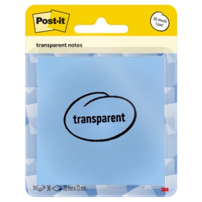 BLISTER 36 HOJAS NOTAS TRANSPARENTES 600-1TRSPB 73X73 MM AZUL PASTEL POST-IT 7100394509 (Espera 4 dias) en Huesoi