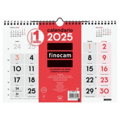 CALENDARIO 2025 NEUTRO PARED NUMEROS GRANDES M 300X210MM FINOCAM 780000025 (Espera 4 dias) en Huesoi