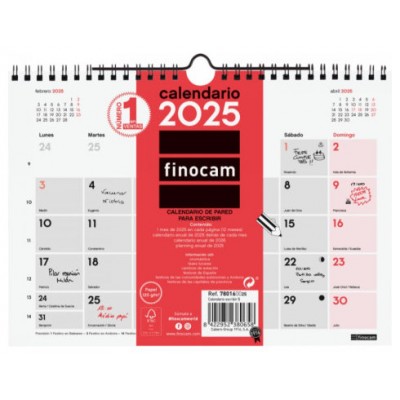 CALENDARIO 2025 NEUTRO PARED ESCRIBIR S 210X150MM FINOCAM 780160025 (Espera 4 dias) en Huesoi