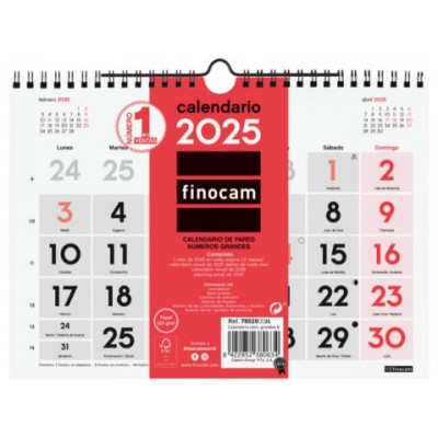 CALENDARIO 2025 NEUTRO PARED NUMEROS GRANDES S 210X150MM FINOCAM 780200025 (Espera 4 dias) en Huesoi