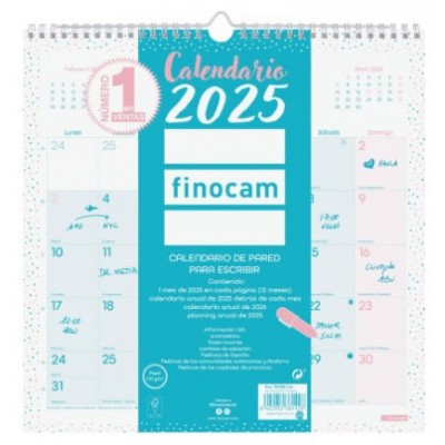 CALENDARIO 2025 PARED TRENDY CHIC ESCRIBIR 300X300MM TURQUESA FINOCAM 787005825 (Espera 4 dias) en Huesoi