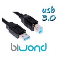 CABLE USB 3.0 - 1.8M BIWOND, TIPO A/M-B/M, NEGRO (Espera 2 dias) en Huesoi
