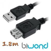 Cable USB 2.0 A/M-A/H 1.8m BIWOND (Espera 2 dias) en Huesoi