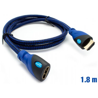 Cable HDMI Mallado v.1.4 M/H 30AWG Azul/Negro 1.8m BIWOND (Espera 2 dias) en Huesoi