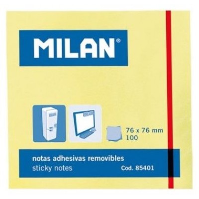 MILAN BLOC NOTAS ADHESIVAS 100 HOJAS 76X76MM AMARILLO en Huesoi