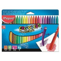 CAJA DE 24 CERAS PLASTICLEAN COLOR"PEPS COLORES SURTIDOS MAPED 862013 (Espera 4 dias) en Huesoi