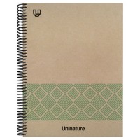 CUADERNO RECICLADO A4 KRAFT SOFT TAPA DURA 100 HOJAS 90GR CUADRICULA 5X5 MM VERDE UNINATURE 88500520 (Espera 4 dias) en Huesoi