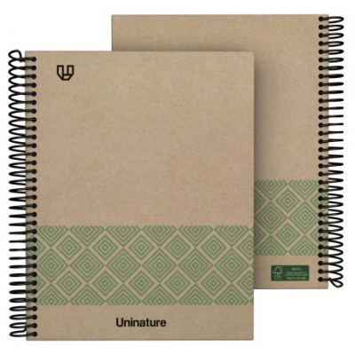 CUADERNO RECICLADO A5 KRAFT SOFT TAPA DURA 80 HOJAS 90GR CUADRICULA 4X4 MM VERDE UNINATURE 88538720 (Espera 4 dias) en Huesoi