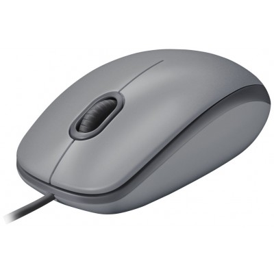 LOGITECH Raton M110 gris con cable USB, 3 botones, Silencioso en Huesoi