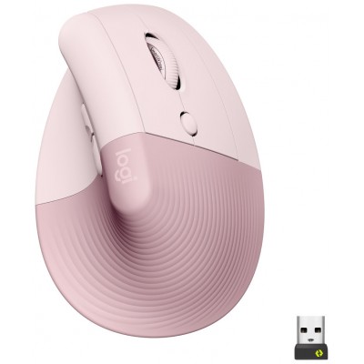 LOGITECH Raton Inalambrico 6 botones Ergonomico, Vertical, Videojuegos color Rosa en Huesoi