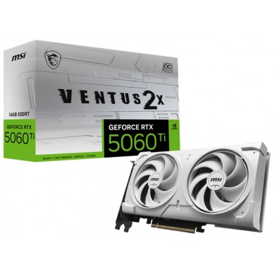 VGA MSI RTX 5060 TI 16G VENTUS 2X OC WHITE PLUS,NV,RTX5060TI,16GB,GDDR7,128BIT,1HDMI+3DP,STORMFORCE FAN (2 VENTILADORES) (Espera 4 dias) en Huesoi