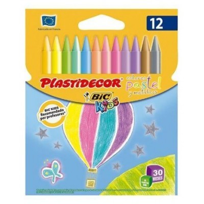 ESTUCHE 12 CERAS DE COLORES PASTEL PLASTIDECOR PASTEL BIC 9339613 (Espera 4 dias) en Huesoi