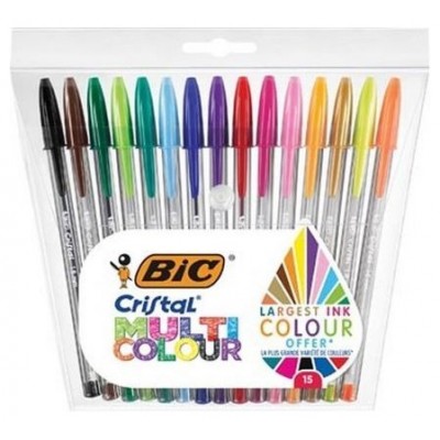 BOLSA 15 UNIDADES BOLIGRAFOS MULTICOLOR 1,6 MM BIC 964899 (Espera 4 dias) en Huesoi