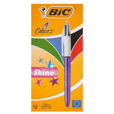 BOLIGRAFO DE 4 COLORES SHINE 1MM CON CUERPO PURPURA METÁLICO BIC 982876 (MIN12) (Espera 4 dias) en Huesoi