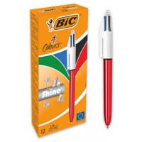 BOLIGRAFO DE 4 COLORES SHINE 1MM CON CUERPO ROJO METÁLICO BIC 982877 (MIN12) (Espera 4 dias) en Huesoi