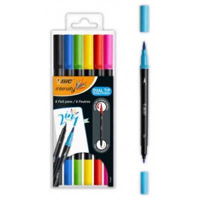 BIC Intensity Dual Tip rotulador Negro, Azul, Verde, Púrpura, Rojo, Amarillo 6 pieza(s) (Espera 4 dias) en Huesoi