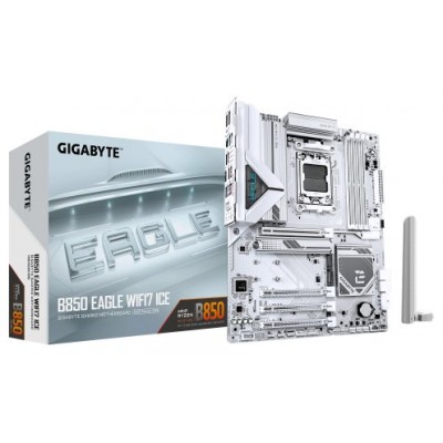 GIGABYTE B850 EAGLE WIFI7 ICE Placa base - Procesadores AMD Ryzen serie 9000, VRM digital de 8+2+2 fases, hasta 8200 MHz DDR5 (O.C.), 1x M.2 PCIe 5.0 + 2x M.2 PCIe 4.0, Wi-Fi 7, LAN 2.5 GbE, USB 3.2 Gen 2 (Espera 4 dias) en Huesoi